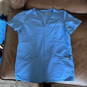 Figs Light Blue V-Neck Scrub Top